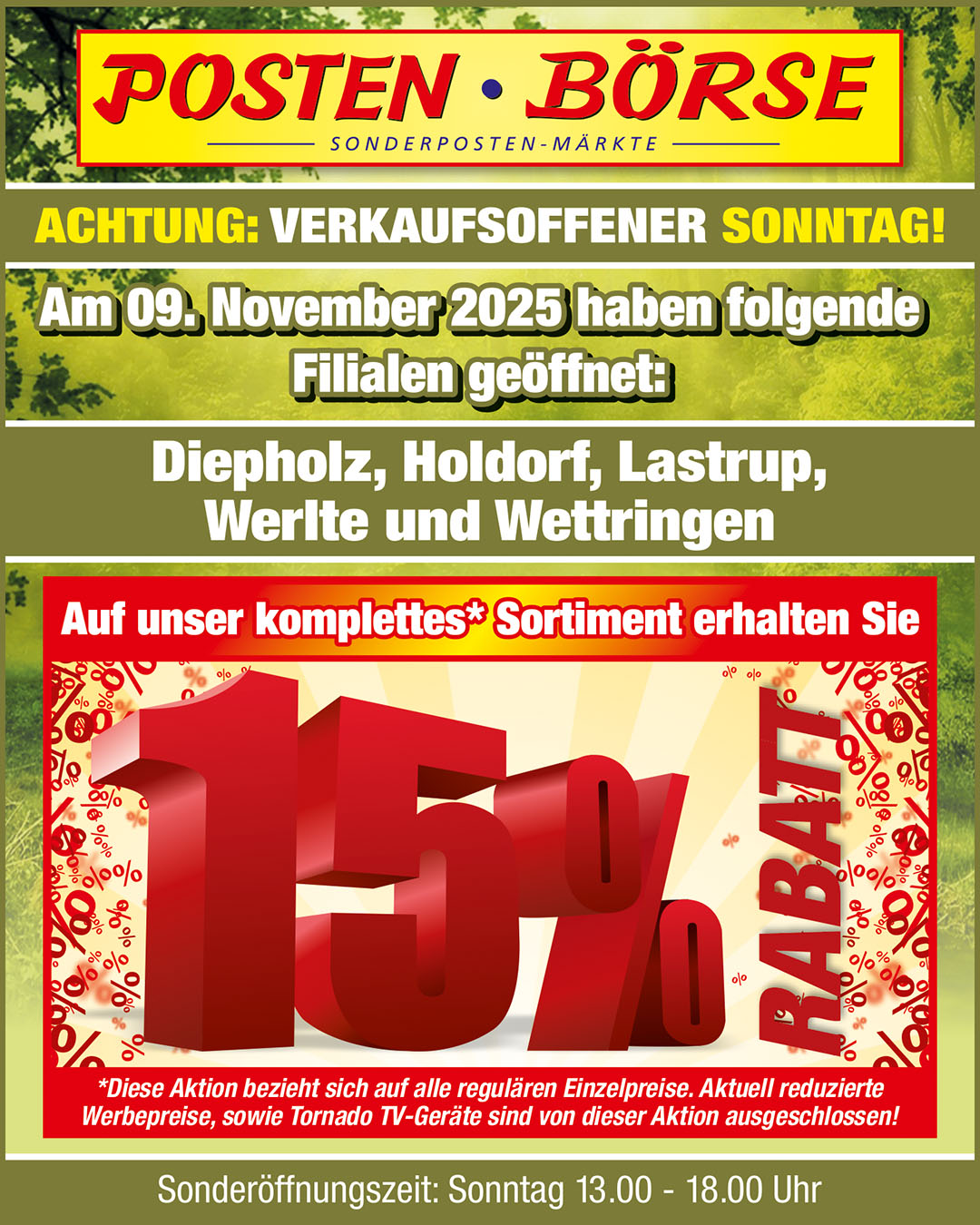 Verkaufsoffener Sonntag in den Posten-Boerse Filialen